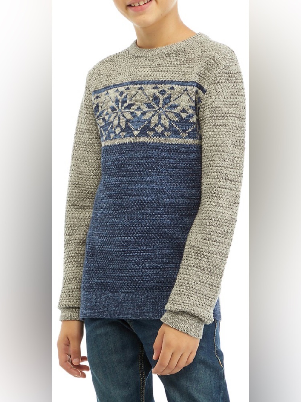 Chaps Boys Snowflake Color Blocked Sweater